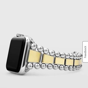 Lagos Caviar collection Apple Watch band stainless steel and 18k gold, sz 42-44